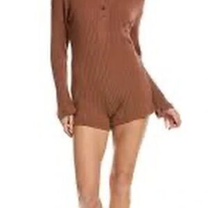 GENTLY USED Project Social T Brown Ribbed Long Sleeve Romper